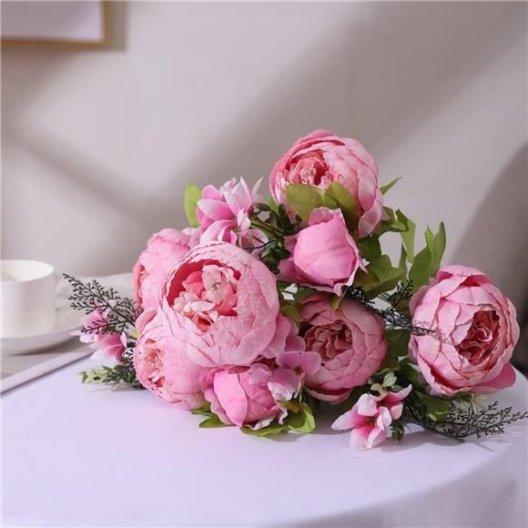 Springs Flowers Artificial Silk Peony Bouquets Wedding Home Decoration Pink Cute - Picture 4 of 5